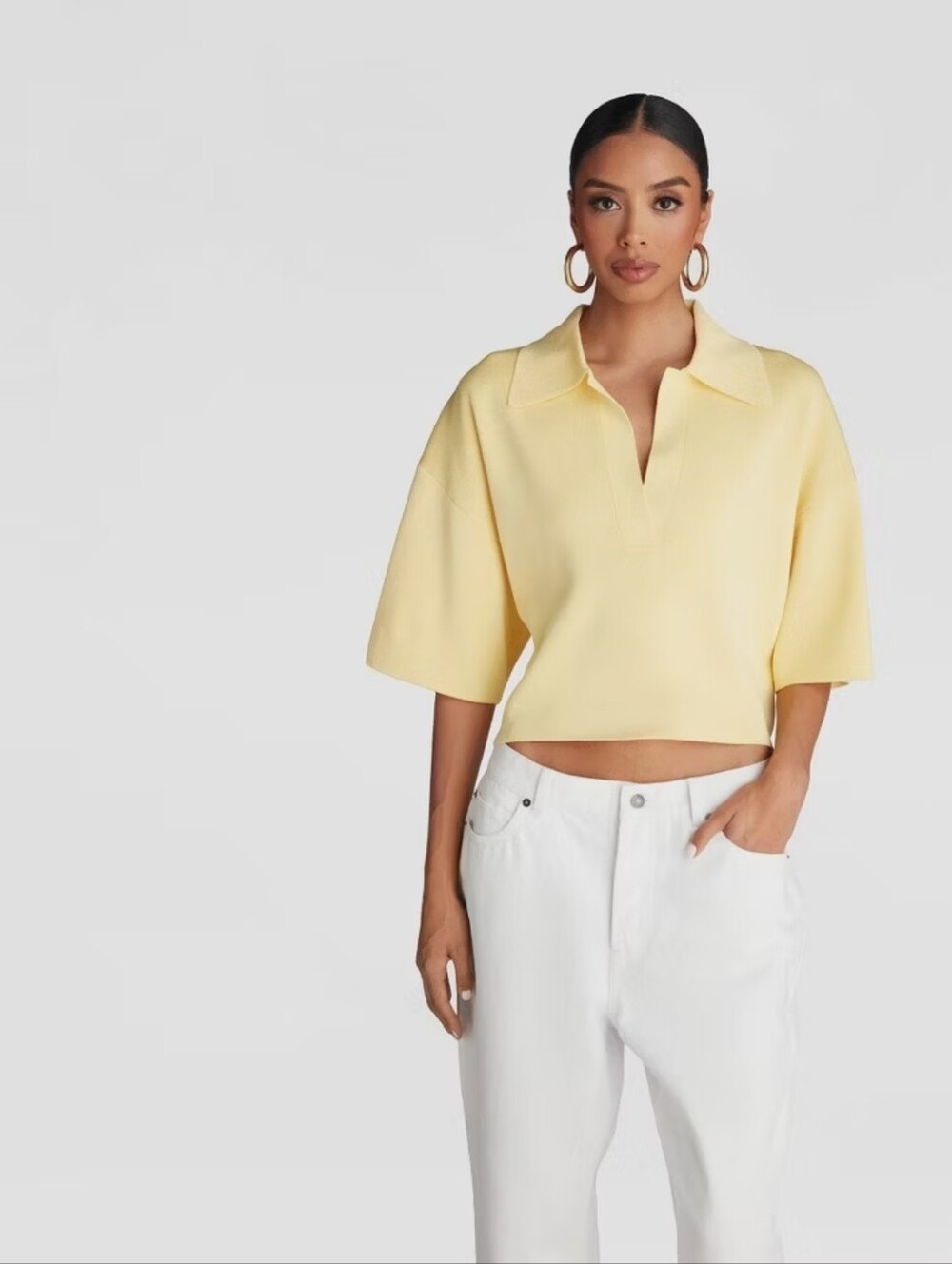 KBB by KAHLANA Women's Cropped Short Sleeve Boxy Sweater
